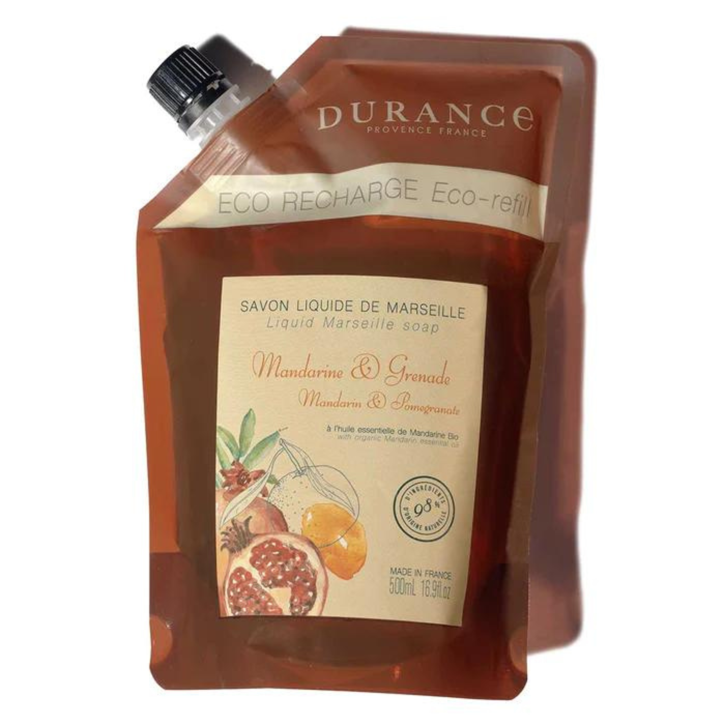 Durance Flüssigseife Nachfüllpackung Mandarine und Granatapfel 500ml
